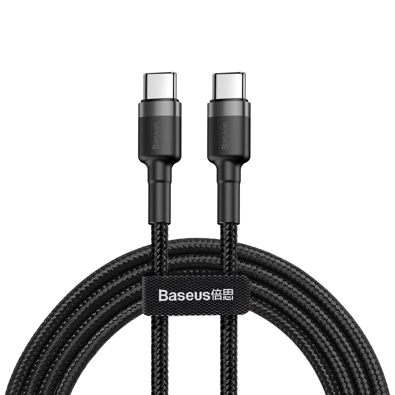 Baseus usb type C для usb type C кабель для samsung S8 S9 Plus Xiaomi Мобильный телефон PD 60 Вт QC3.0 3A кабель для быстрой зарядки для type C - Название цвета: 1M Gray Black