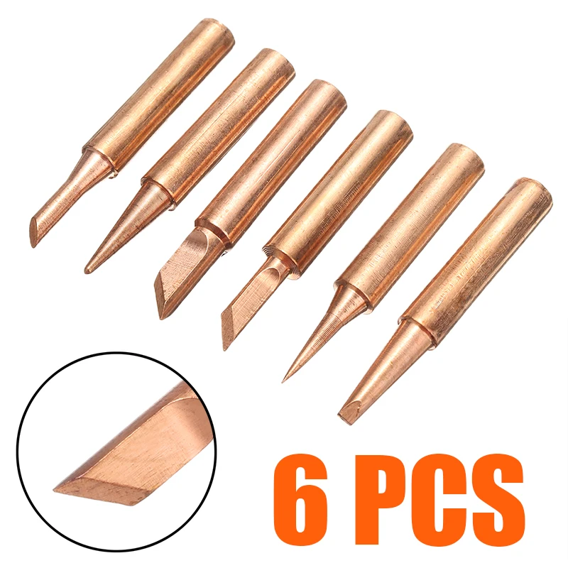 

6Pcs/Set Soldering Iron Tips Lead-free 900M-T For 936 937 938 969 8586 852D Soldering Station For DIY Rework