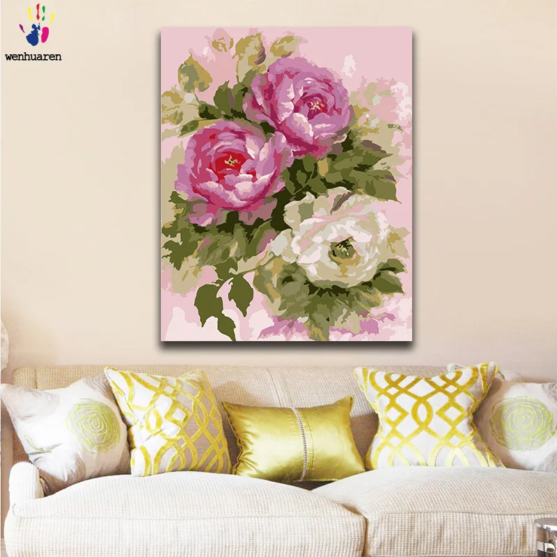 Diy Paint By Numbers Picture Drawing With Kits Flower Handmade Filling And Coloring Decorative Hanging Painting Gift | Дом и сад