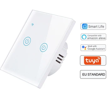 

1/2/3Gang 2Gang2Way White Tuya/Smart Switch Wall Light Switch WiFi Single live line for application without neutral wire