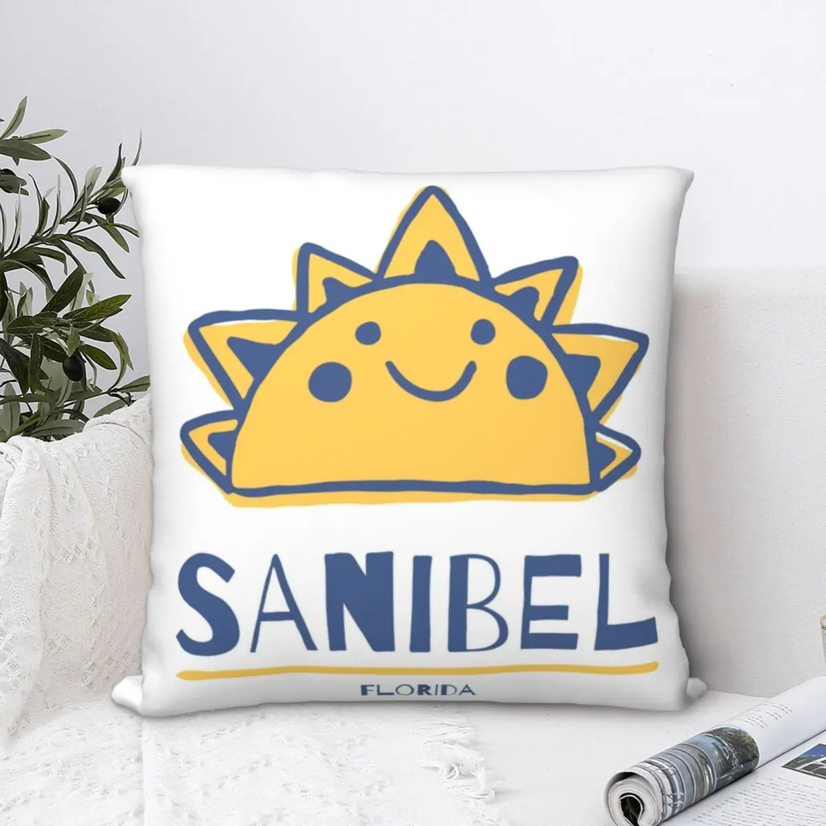 

Квадратный чехол для подушки Sunny Sanibel Florida, чехол для подушки, креативный декоративный чехол на молнии для дома из полиэстера, чехол для подуш...