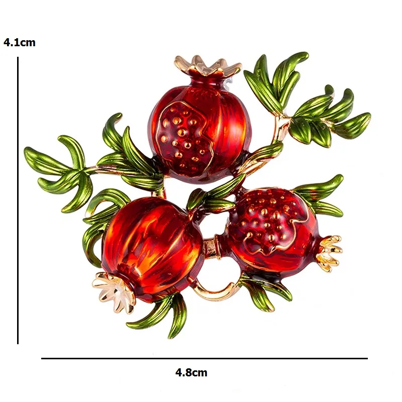 Wuli&baby Red Enamel Pomegranate Brooches For Women Alloy Fruits Casual Weddings Brooch Pins Gifts