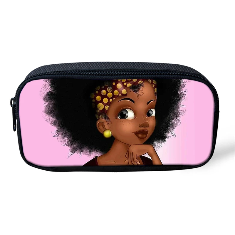 

Black Afro African Girls Pattern Make Up Bag Women Cosmetic Bag Student Pencil Case Children Kid School Stationery Box