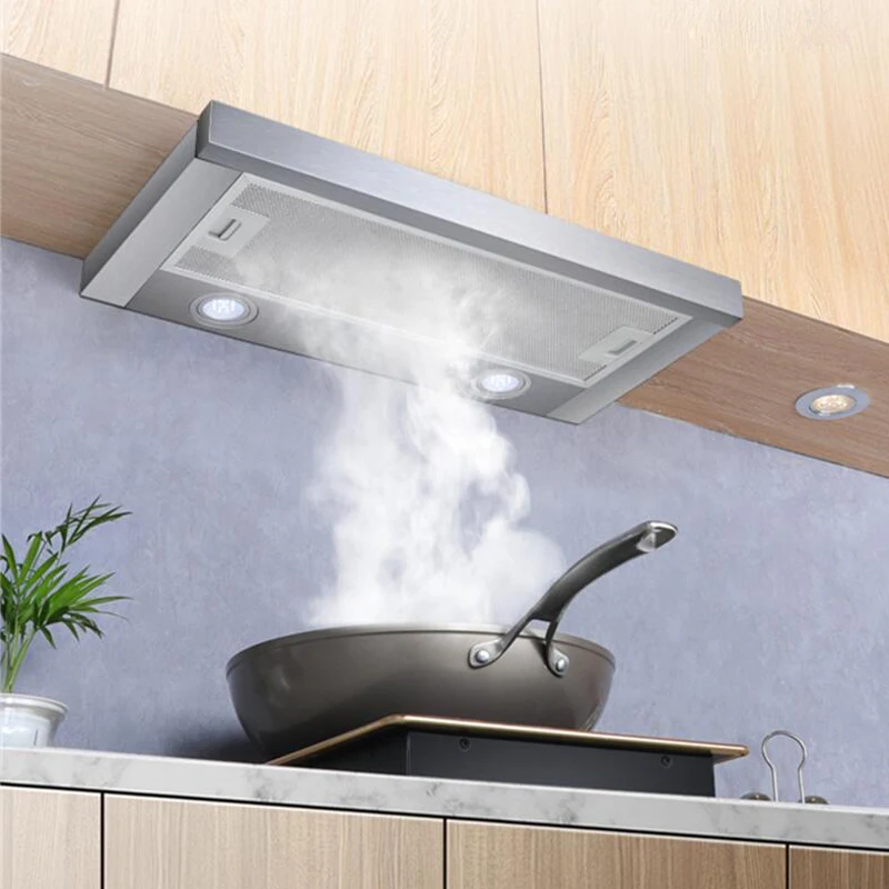 Pull-out Range Hood Exhaust Fan Kitchen Exhaust Hood Small Dual Motors Home Ultra-thin Stainless Steel European Style Range
