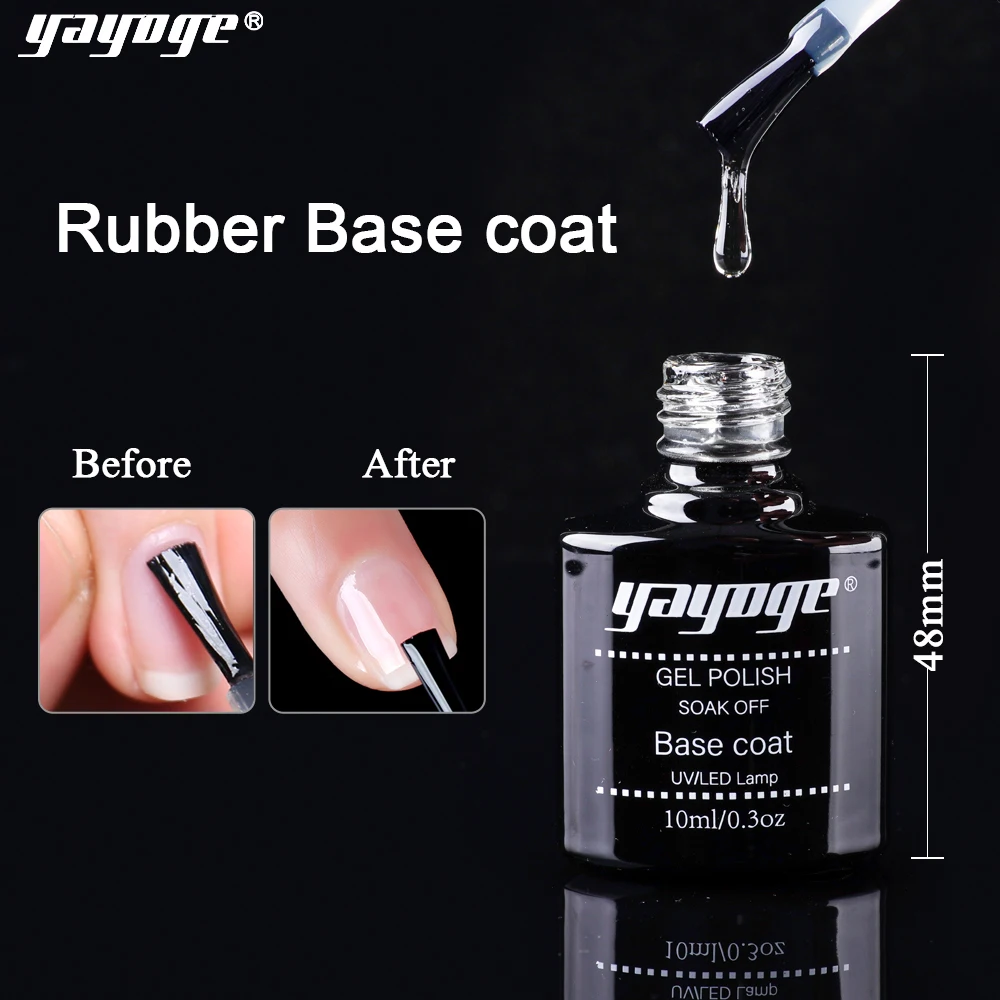 

Yayoge 10ml Rubber Base Coat Long lasting Non Cleaning Nail Primer Full Nail Art UV LED Fast Dry Varnish UV Gel Nail Polish
