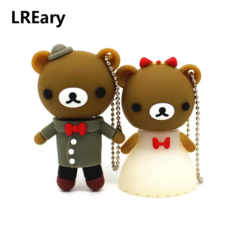 Wholesale U Disk Pen Drive Cartoon Wedding Bear USB Flash 4GB 8GB 16GB 32GB Memoria Stick pendrive 64GB 128GB cle Gift | Компьютеры и