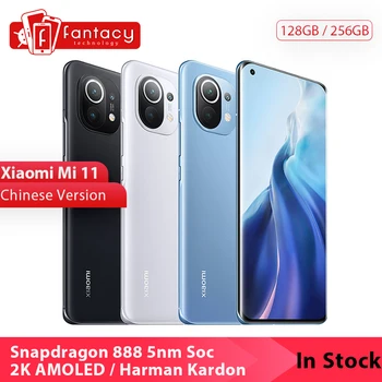 Перейти на Алиэкспресс и купить В наличии китайская версия Xiaomi Mi 11 Mi11 Snapdragon 888 2K 120 Гц активно-матричные осид дисплеем 100MP тройной камеры 55 Вт Harman Kardon динамик