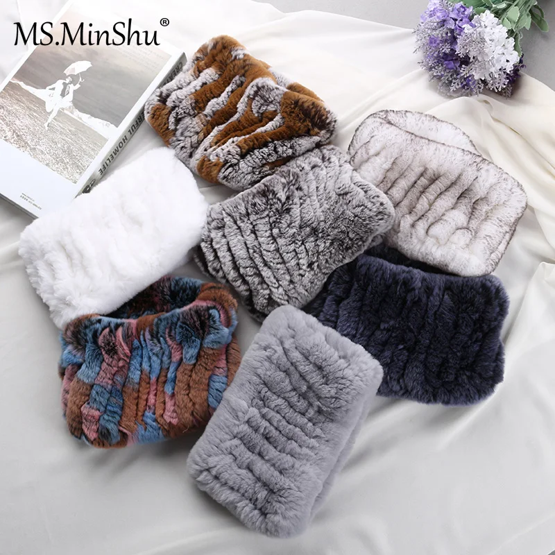 Женское зимнее эластичное кольцо для шеи обогреватель ушей из натурального меха