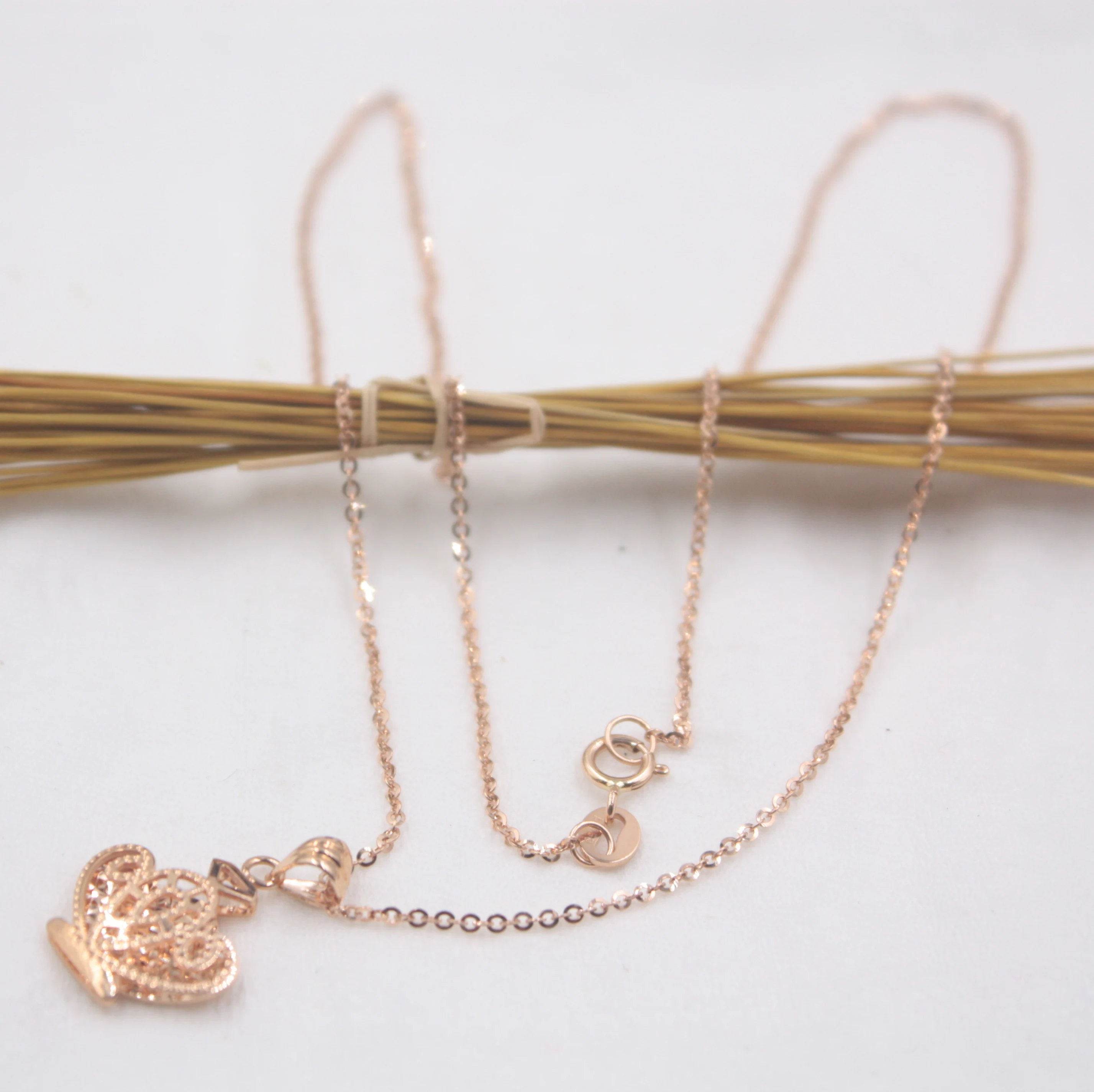 

Real 18K Rose Gold Necklace Woman's Unique Crown O Link Girl Friend Birthday Gift 16-18''L Adjustable
