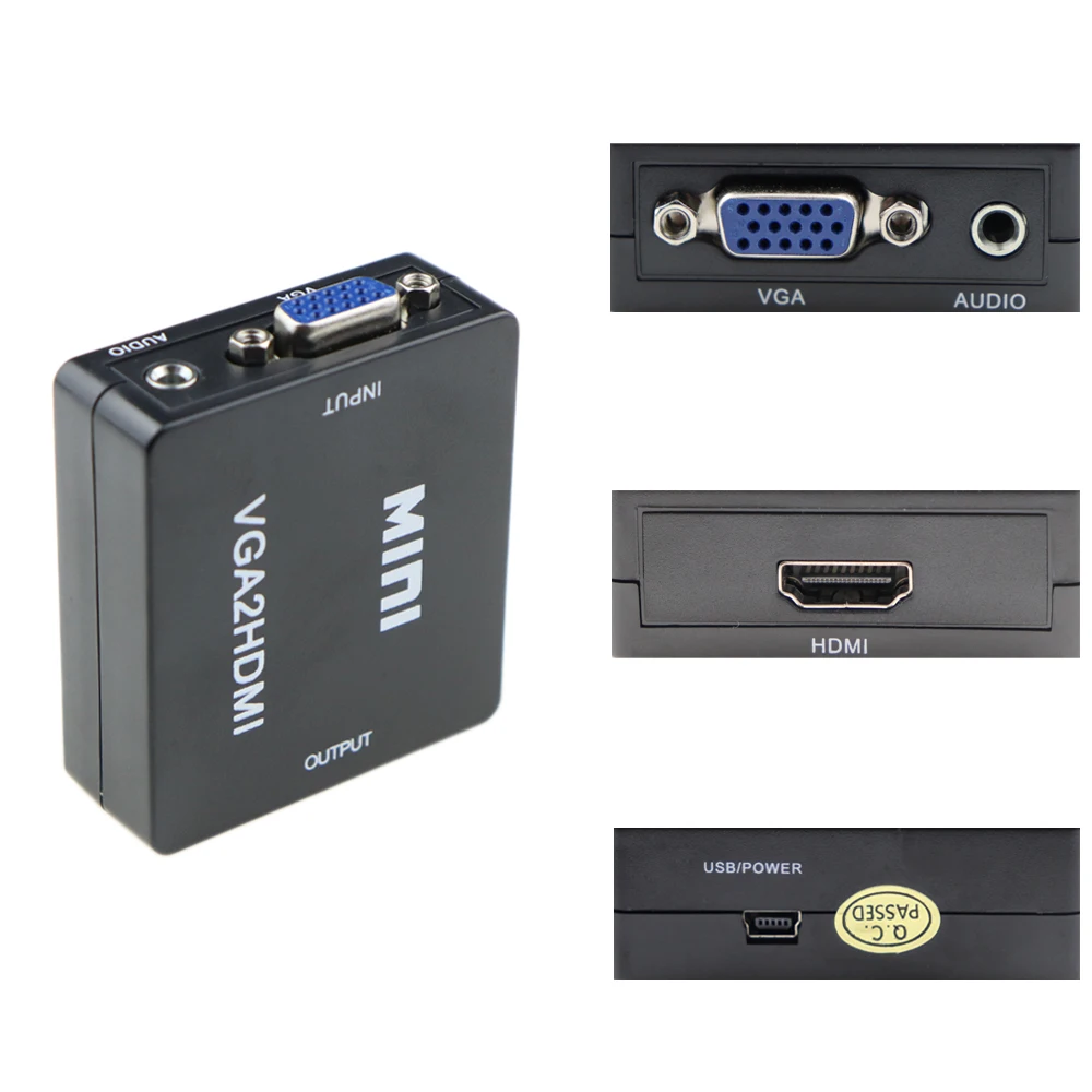 1080P Full HD мини VGA в HDMI аудио видео конвертер адаптер коробка поддержка HDTV для ПК ноутбук дисплей компьютер Mac проектор