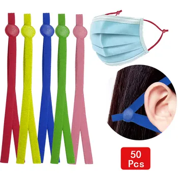 

50pcs DIY Making Supplies masks Sewing Elastic Band Cord Elastic Band Ear Rope Knitting Band With Adjustable Button Sewing