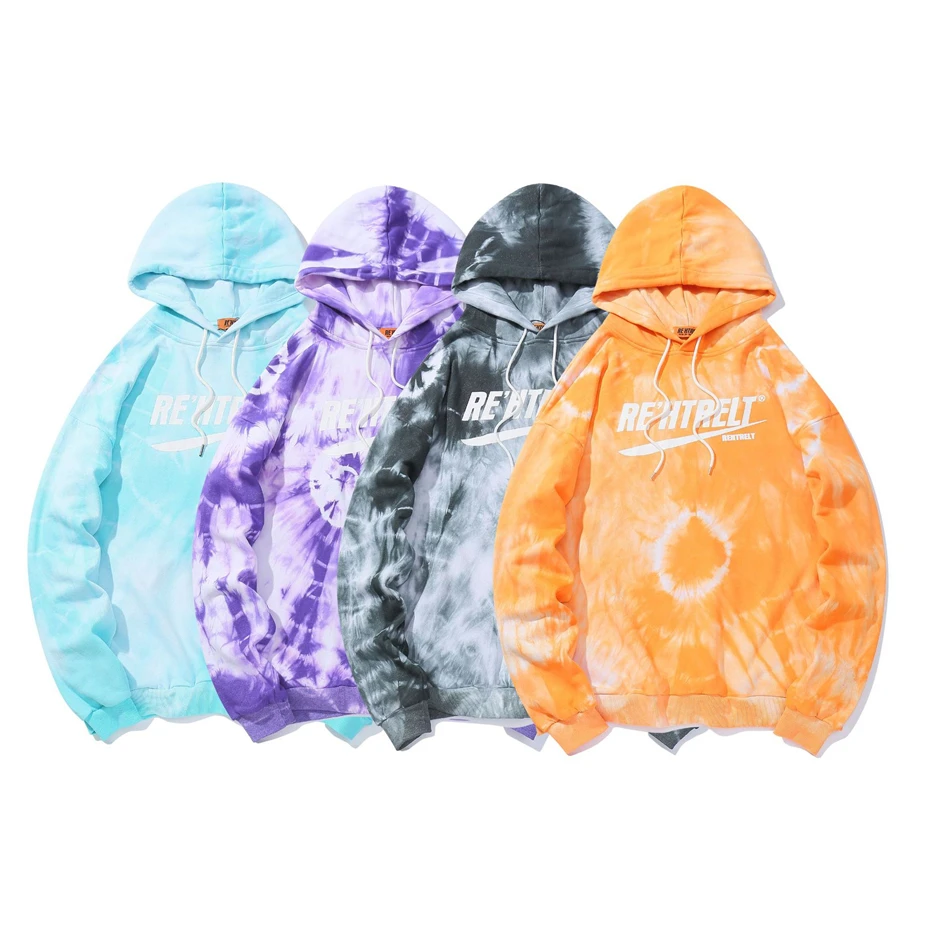 Свободные мужские толстовки в стиле хип-хоп Харадзюку, пуловер с принтом Tie Dye, толстовки с капюшоном,, уличная мода, топы, мужская толстовка с капюшоном, WG630