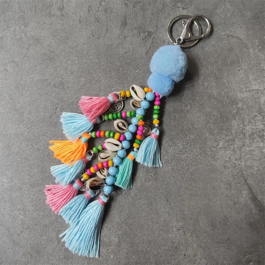 Boho Стиль цветок подвески из камня бусины с пом брелок красочный брелок для ключей с кисточкой кулон ювелирные изделия - Цвет: style 6