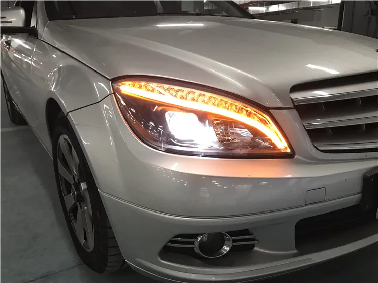 Фара Benz для W204 светодиодный фары 2007-2010 C300 C260 обновление W205 фара светодиодный DRL Hid Bi-Xenon авто аксессуары