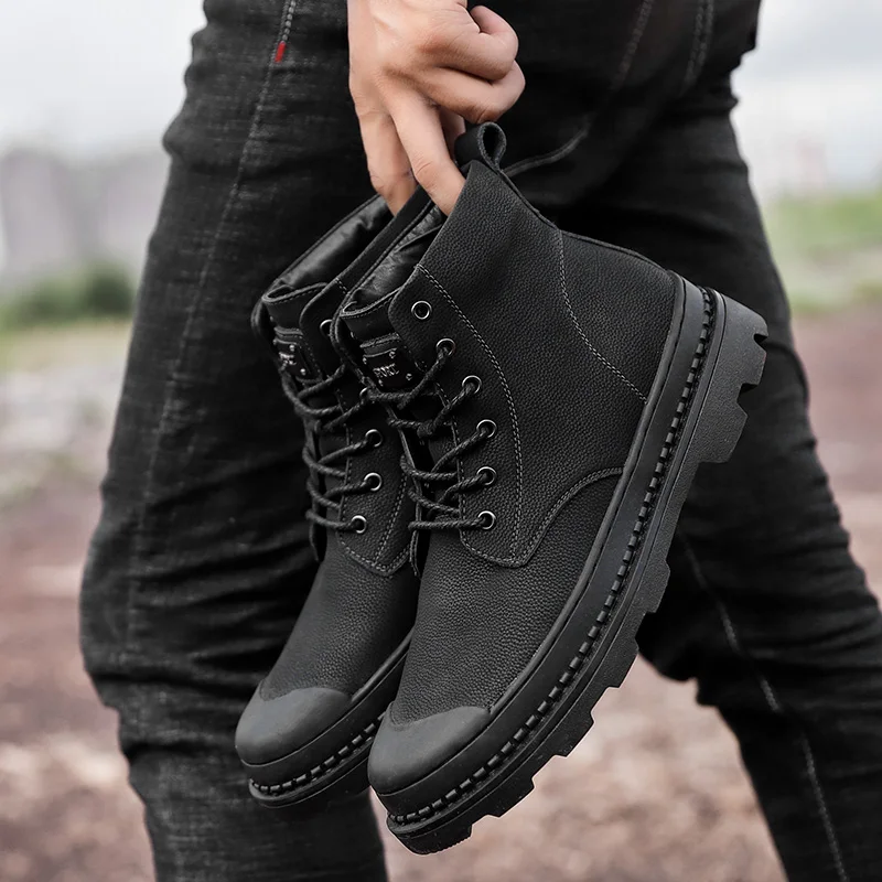 

Men Shoes Mens Winter Snow Boots Man Leather Shoe Ankle Bot Cowboy Waterproof Motorcycle Casual Leather Winter shoes *1218