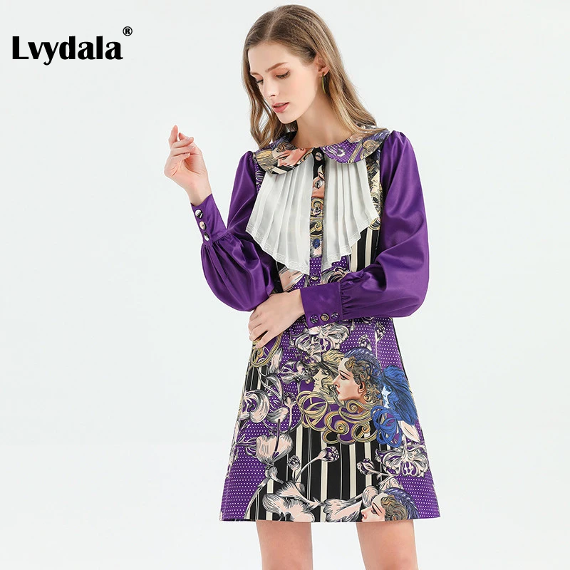 Lvydala, модное дизайнерское платье, весна-лето, женское платье с оборками и рюшами, винтажное платье с принтом, праздничные платья
