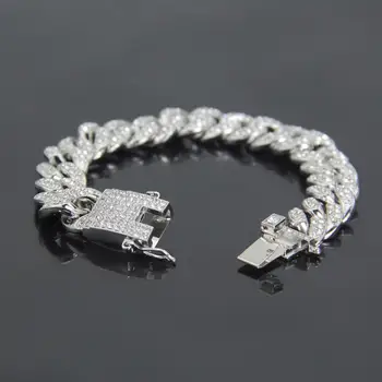 

12 MM Cuban Link Chain Bracelet Hiphop Jewelry Cubic Zircon Chains Fashion Hip Hop Gold Color Male Female Trendy Jewelry
