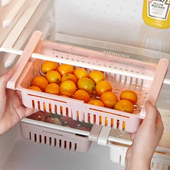 

Adjustable Food Storage Organizer Refrigerator Plastic Organizer Case Drawer Basket Kitchen Food Storage Container Shelf Racks