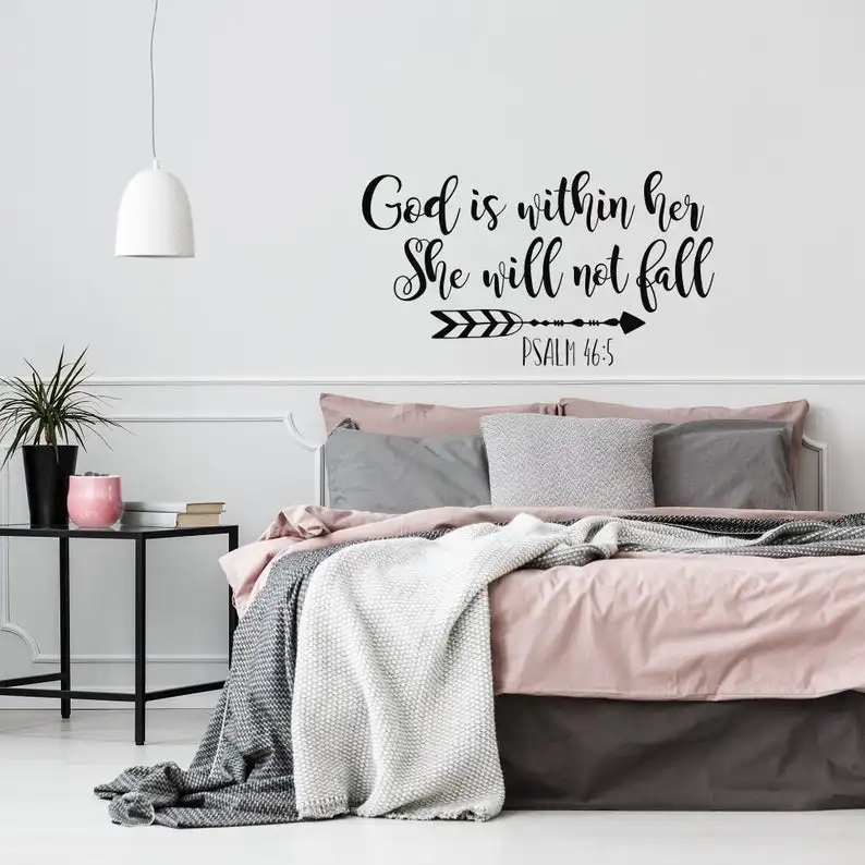 

Psalm Bible Wall Decal God is Within Her She Will Not Fall - 46:5 Babys Room Vinyl Wall Decal Removable Home Decor Mural Z236