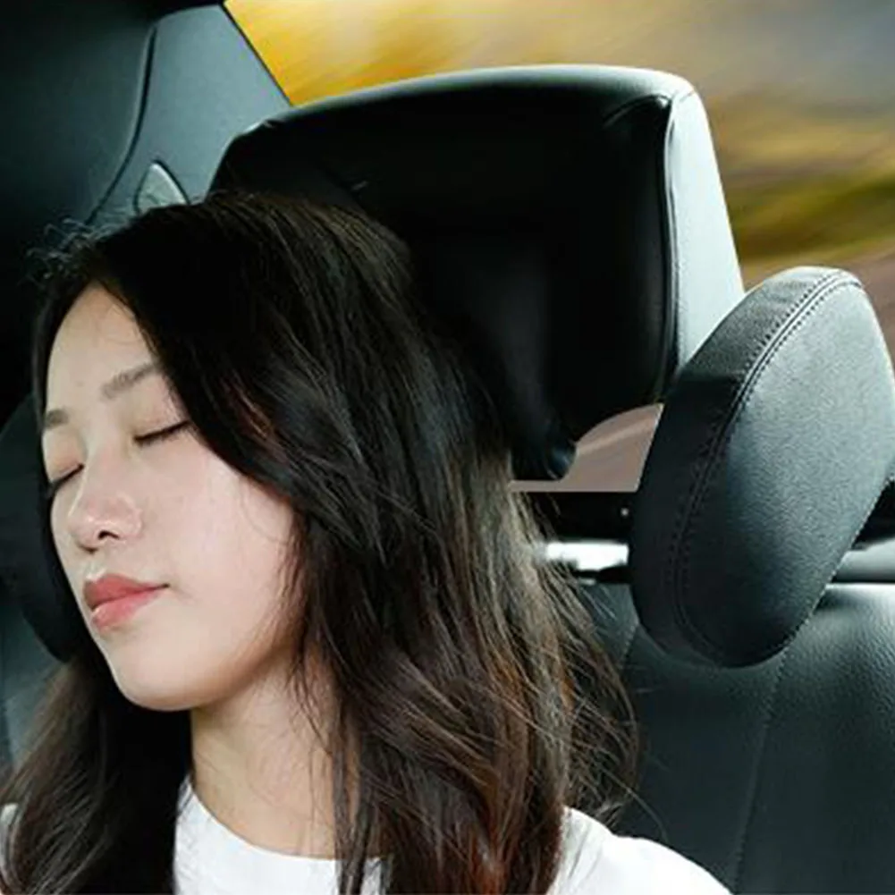 

Shockproof Cushion Adults Sleep Car Seat Headrest PU Leather Children Auto Side Retractable Soft Neck Pillow Support Adjustable