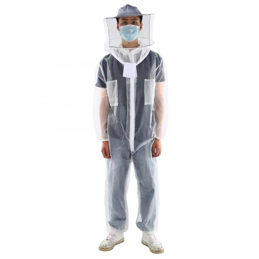 Beekeeping suit Anti bee biting Transparent one-piece Nylon mesh Beekeeping clothing supplies