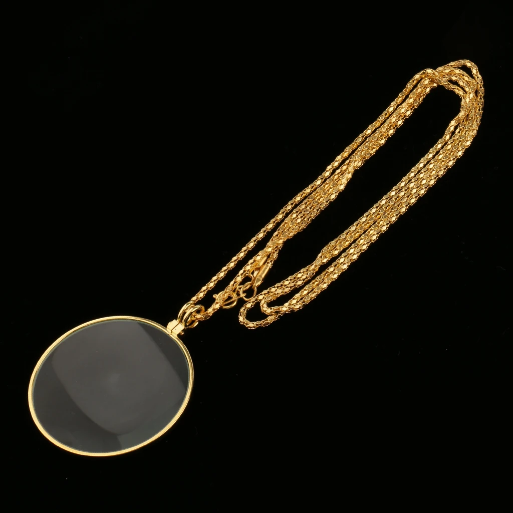 Map Magnifying Glass on Necklace Chain Reading Map Magnifier Loupe Pendant 6X Silver Gold