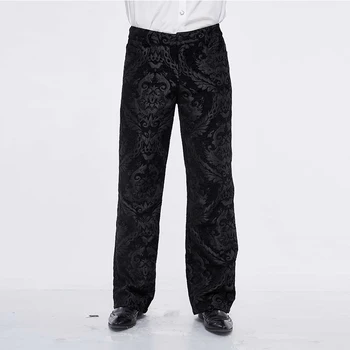 

Devil Fashion Men Steampunk Retro Long Trousers Victorian Style Casual Embroidery Pants Gothic Punk Party Formal Wide Leg Pants