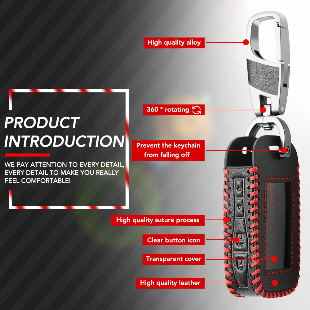 Leather Car Key Case For StarLine E90 E60 E63 E93 E95 E66 E96 Two Way Car Alarm LCD Remote Controller Cover Keychain Bag key case key case cover car key shell remote control case cover