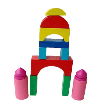 

Kid Mini Castle Building Wooden Blocks Geometric Shape Educational Kids Toys Game