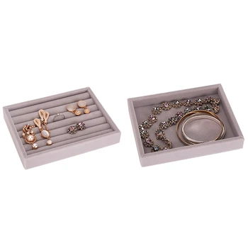 

2 Pcs Drawer Diy Rings Bracelets Gift Box Jewelry Storage Tray Jewellery Organizer Earrings Holder E No.1 & E No.5