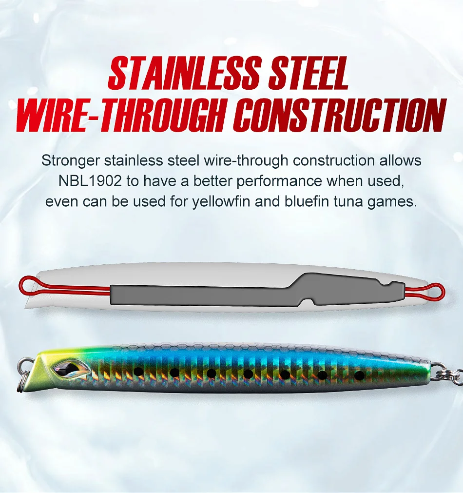 Noeby Stickbait Angelköder, langsam jiggingende sinkende Köder, künstlicher Hartköder mit langem Wurf, Salzwasser-Angelköder, 110 mm, 46 g – Detail 9