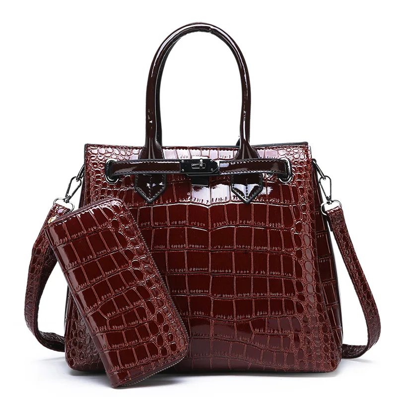 

Crocodile Pattern WOMEN'S Bag Handbag 2019 New Style Fashion Different Size Bags Two-Piece Set WOMEN'S Bag
