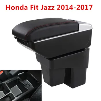 

For Honda Fit Jazz 2014-2018 Center Centre Console Storage Box Leather Dual Layer Armrest Arm Rest 2015 2016
