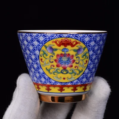 Jingdezhen Ceramic Color Enamel Teacup Personal Small Cup Single Tea Bowl Kungfu Black Jin Jun Mei Teaware Free Shipping |