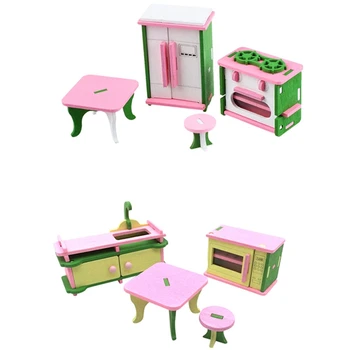 

2 Set Baby Wooden Dollhouse Furniture Dolls House Miniature Child Play Toys Gifts 7 & 8