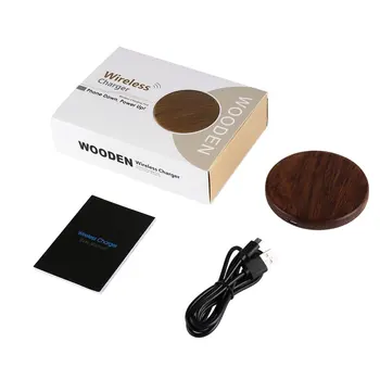 

DC 5V Input 100-200KHz Portable Ultra-thin Round Handmade Pure Wood Style Texture Wooden Fast Wireless Charger Charging Pad