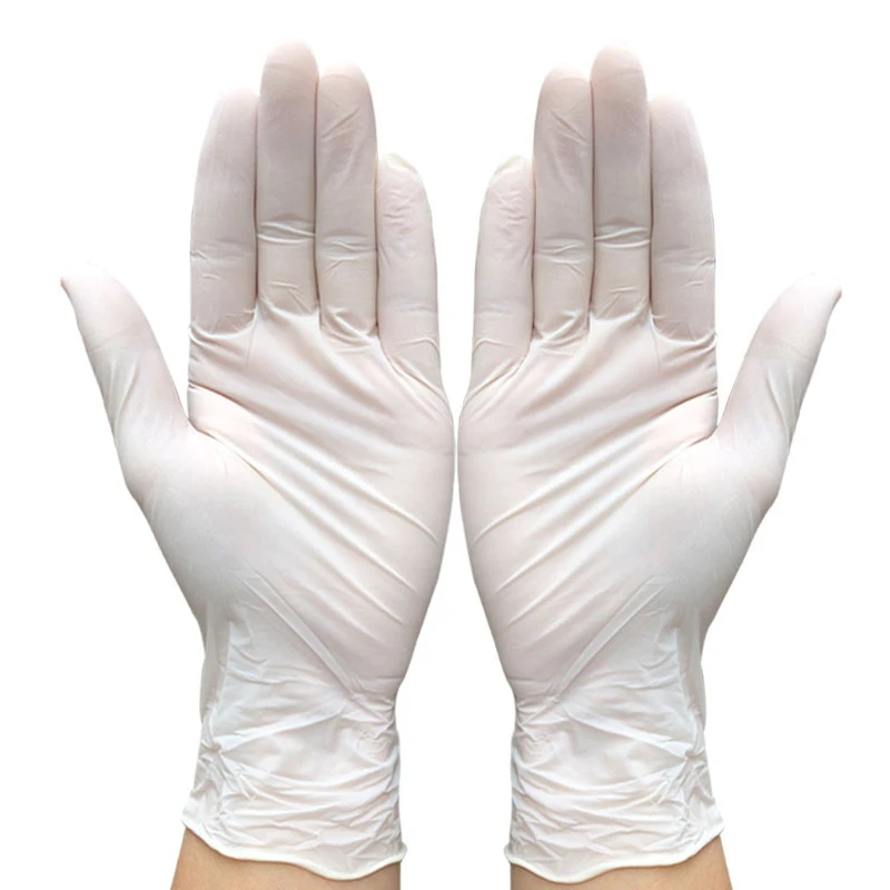

1 Box Disposable Latex Gloves White Non-Slip Acid and Alkali Laboratory Rubber Latex Gloves Household Cleaning Products