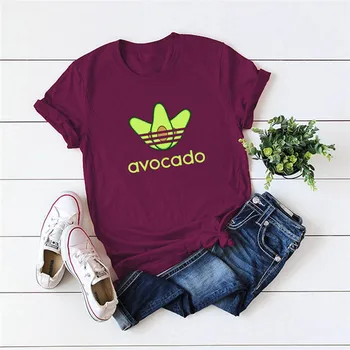 

Plus Size S-5XL New Avocado Print T Shirt Women Shirts 100%Cotton O Neck Short Sleeve Summer TShirt Tops Women T Shirt Female
