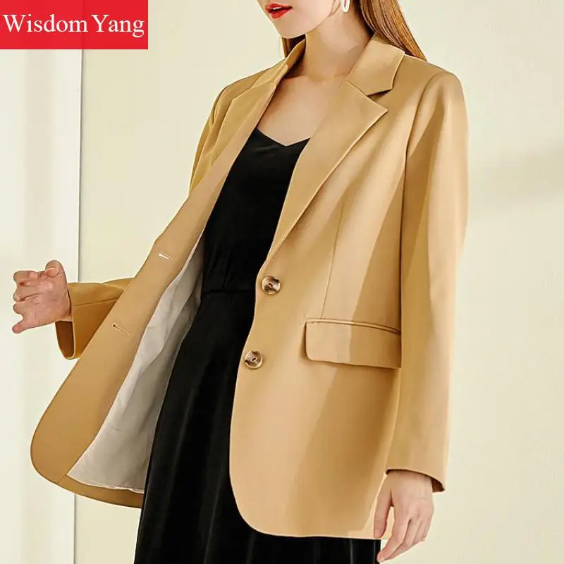 Promotion Elegant Suit Jacket Womens Formal Korean Coats Long Sleeve Female Business Khaki Coats Jackets Office Ladies Outerwear Overcoat