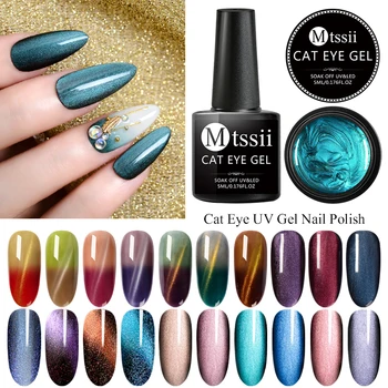 

Mtssii Magnetic Cat Eye UV Gel Nail Polish Semi Permanent Magnet Laser Starry Sky Jade Effect Varnish Soak Off Nail Art Lacquer