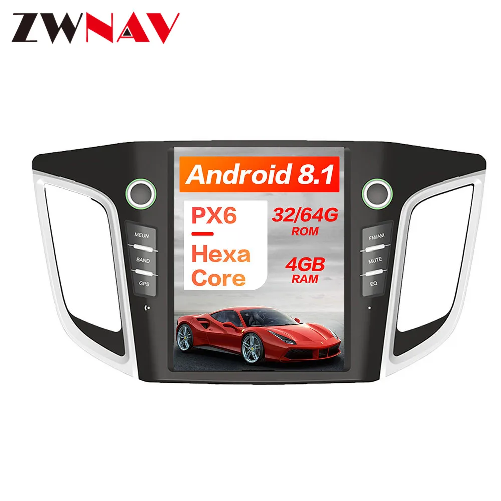 Flash Deal Android 8.1 4GB PX6 Tesla style Car GPS Navigation For HYUNDAI IX25/HYUNDAI CRETA Radio Tape Recorder HeadUnit Multimedia Player 2