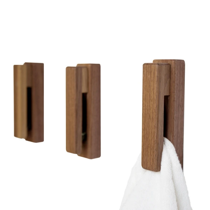 

Rustic Wood Towel Hanging Hooks Wall Mount Storage Hanger Cap Rack Strip Home Decor Organization Bathroom Kitchen Knobs Oak