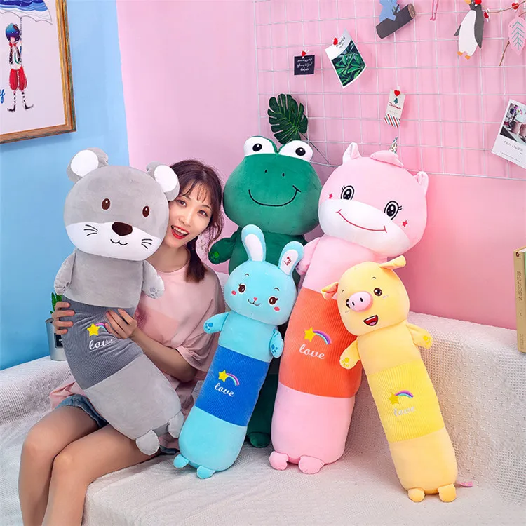 Cartoon Rabbit Plush Toy Stuffed Animal Pig Frog Doll Toy Long Style Soft Plush Pillow Children Toys Girls Gift