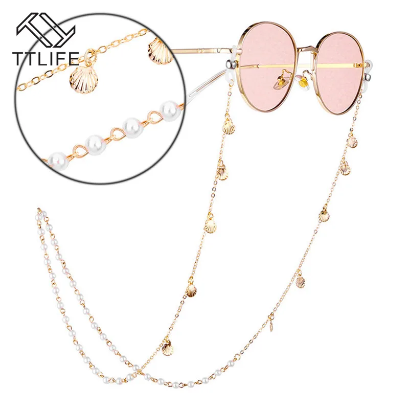 

TTLIFE Pearl Shell Non-Slip Glasses Chain Lanyard Accessories Lanyard Strap Necklace Eyeglass For Reading Women Gifts YJHH0285