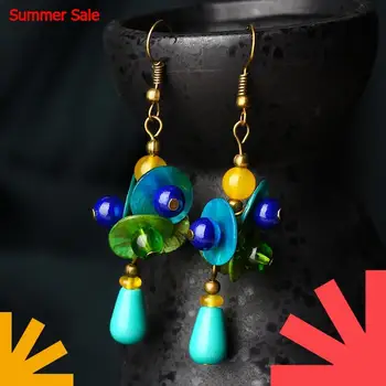 

Trendy Shell earrings with stone Water Drop Earrings for women Metal copper dangling earrings fashion jewelry 2018 New Arrival
