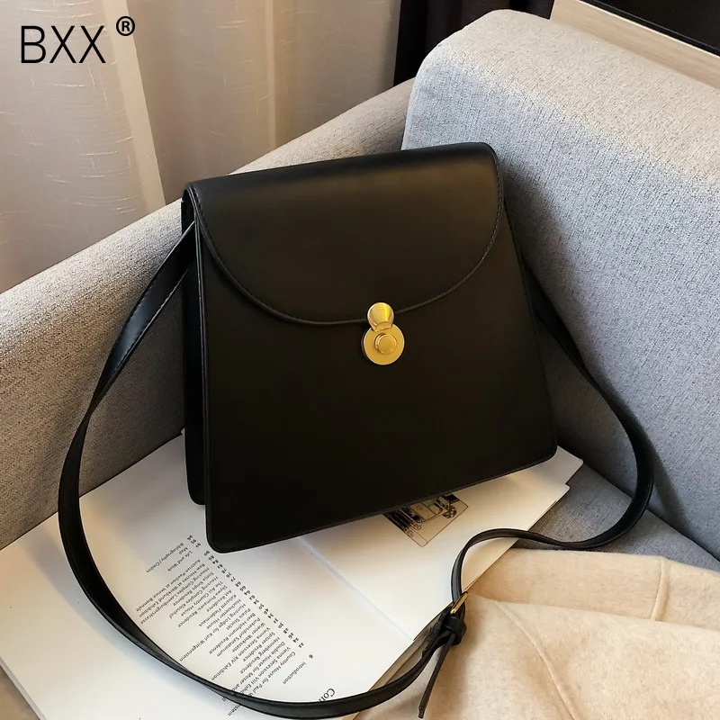 

[BXX] PU Leather Crossbody Bags For Women 2020 Spring Fashion Small Solid Color Shoulder Bag Female Handbags and Purses HK694