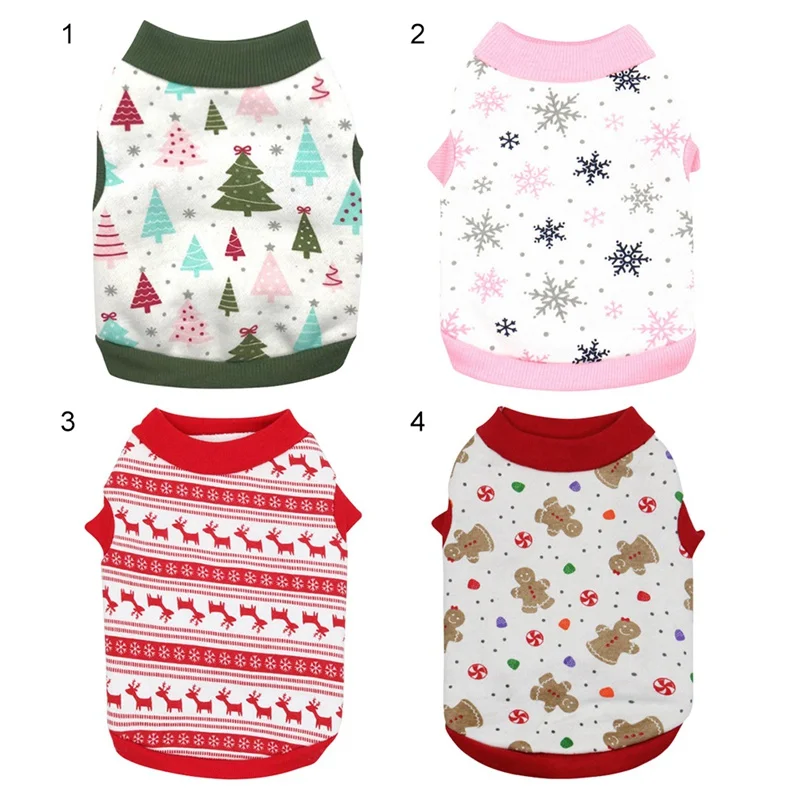 Pet Dog Sleeveless Shirt Tops Christmas Carnival Fleece Costume Tree Vest T-shirt Clothes Printing Skirts | Дом и сад