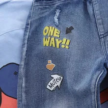 Katofely2018 Осень стиль детская одежда для мальчиков детские печатные моющиеся мягкие ковбойские брюки Гусеничный