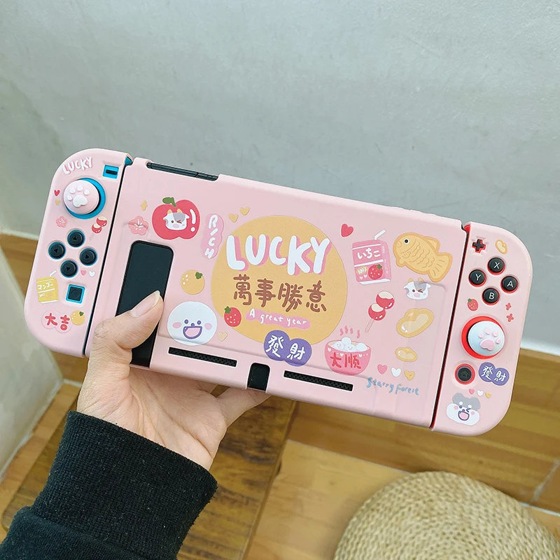 Lucky and Happy pink Kawaii Soft Switch / Switch Lite Case - 12 - Kawaii Mix