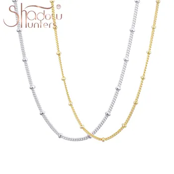 

SHADOWHUNTERS 925 Sterling Sliver Ball Chain Necklaces For Woman Classic 925 Silver Jewelry Long necklace Choker Decorations